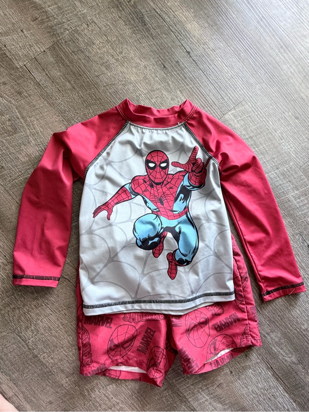 Spider-Man Red Kids Rash Guard Swim Set